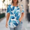Women's Fashion Casual Floral Print Round Neck Short Sleeve T-Shirt Top