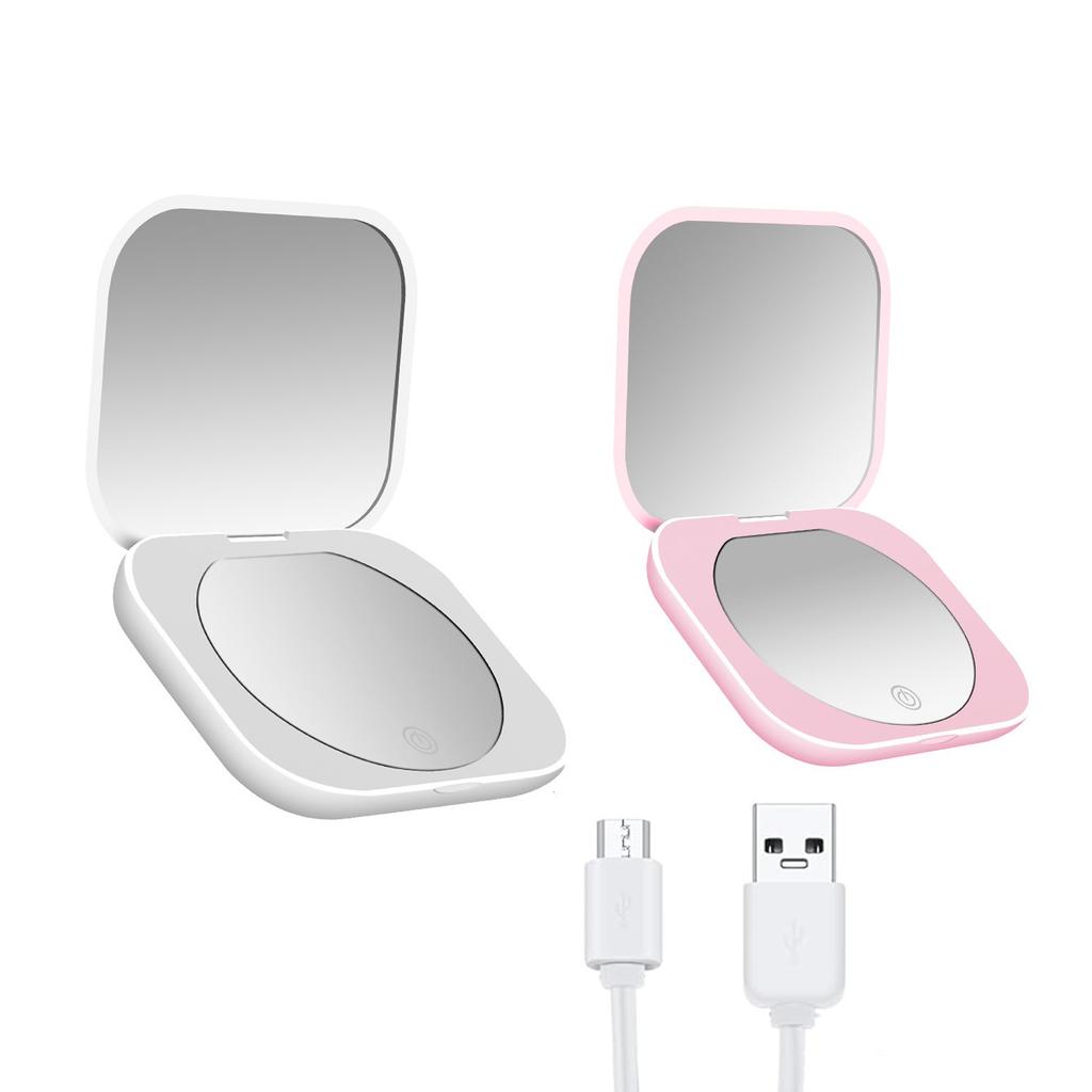 Portable LED Makeup Mirror Vanity Mirror with Lights Folding Touch Control Double Sided Lighted Mirror for Women Gift