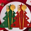 2-50PCS Christmas Tree Cutlery Holder Spoon Knife Fork Covers Xmas Tree Tableware Bag New Year Party Dinner Decoration Pockets