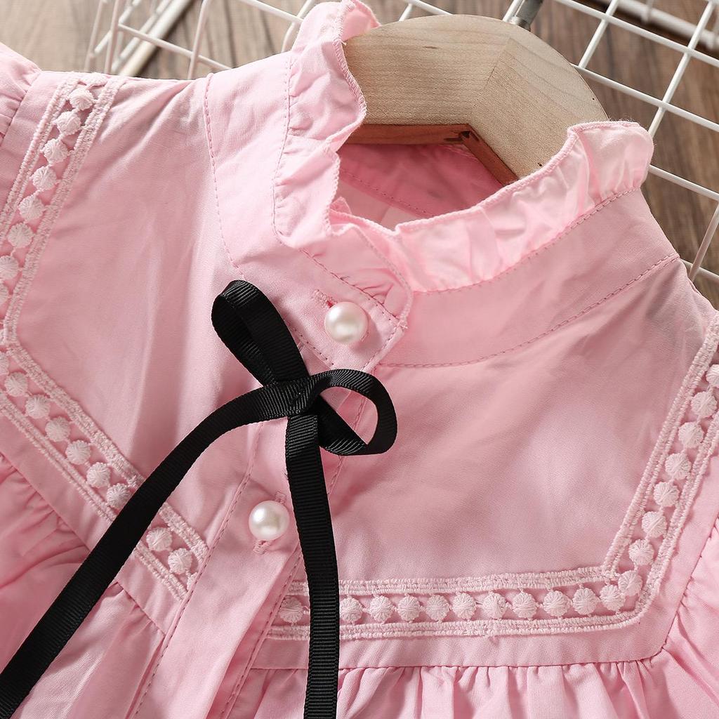 Детские школьные рубашки с рюшами для девочек, блузки, белая хлопковая весенне-осенняя детская одежда с длинными рукавами для подростков 8, 10, 12, 13 лет