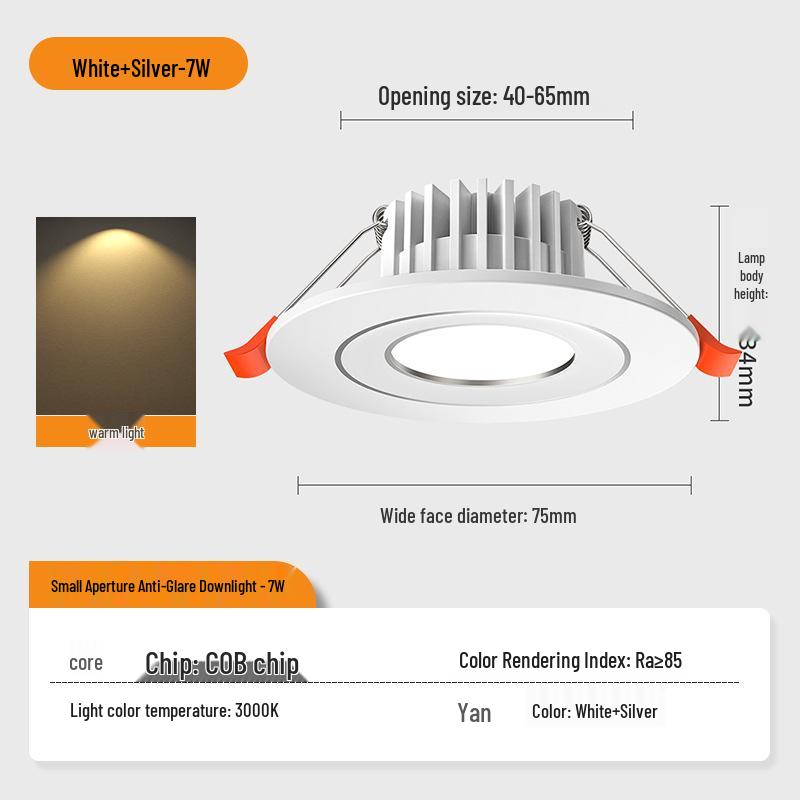 3 Вт/5 Вт Светодиодный Маленький Встраиваемый Светильник, Отверстие 4-6 см, COB Прожектор для Гостиной и Винного Шкафа