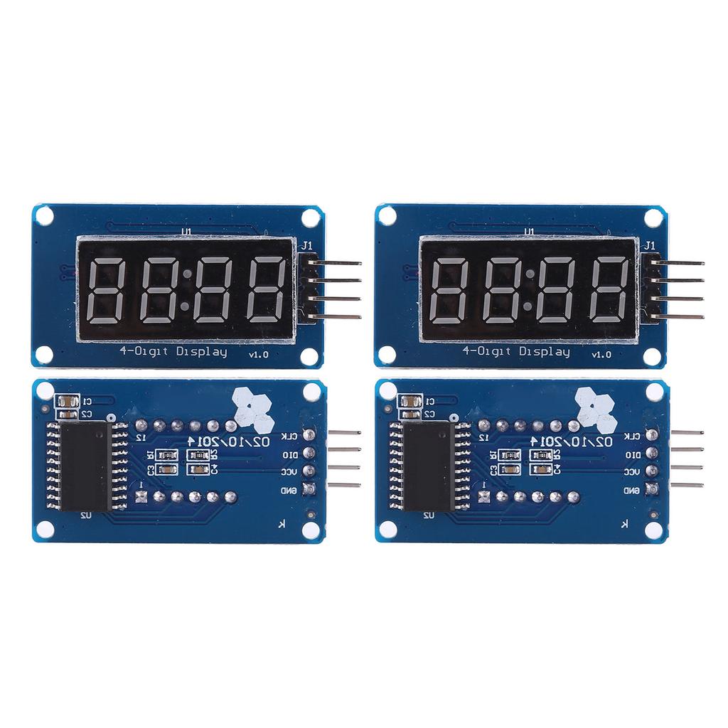 4Pcs 4 Digit Tube Display Module Red Adjustable Brightness LED Segment Support for TM1637 Drive Chip with Clock