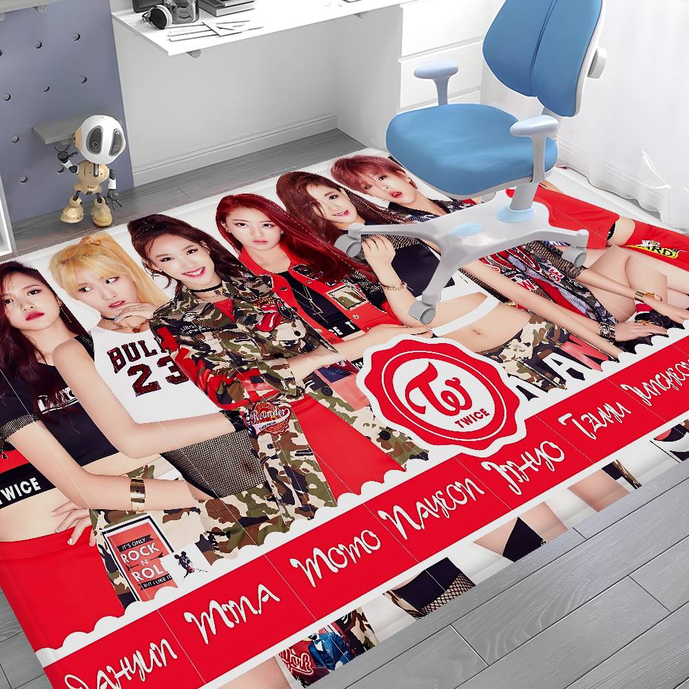 Kpop T-Twice Floor Mat Anti-slip Absorb Water Long Strip Cushion Bedroon Mat Alfombra