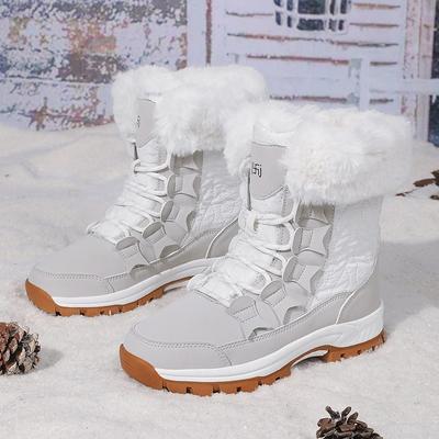 Новые женские зимние ботинки, зимние высокие хлопковые ботинки, толстый бархатный плюш, теплые зимние ботинки, ботильоны на шнуровке на платформе, боты