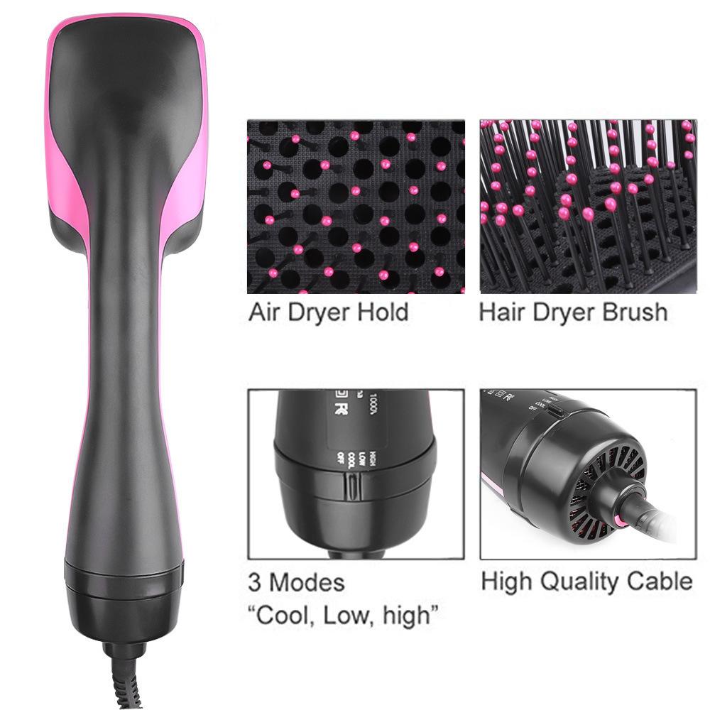 3 Modes Adjustable Hair Dryer 10 Levels Smart Temp Multifunctional Hair Curler Nylon Bristles Anti-frizz Professional Hair Brush