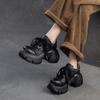 Модные туфли-лодочки GKTINOO из натуральной кожи на толстой подошве, увеличивающие рост, на шнуровке, новинка весны 2025 года, повседневные универсальные женские туфли на платформе