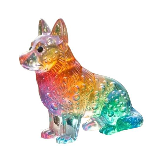 Юшэн Цветные Стеклянные Украшения Собаки Радужный Градиент Фигурки Щенков Декоративная Скульптура Собаки Подарок на Праздники Дни Рождения