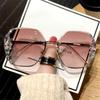 Retro Cutting Lens UV400 Women Sun Glasses Gradient Rhinestone Sunglasses Rimless Sunglasses