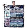 Daughter's Christmas and Birthday Gift Blanket for Dad thin blanket  picnic blanket  grinch  blankets for beds  blanket