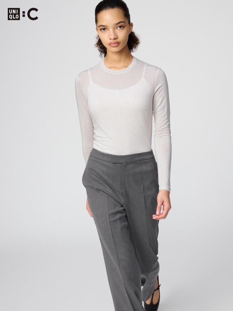 Uniqlo Футболка HeaTTech Cashmere Blend с круглым вырезом и длинным рукавом, очень теплая