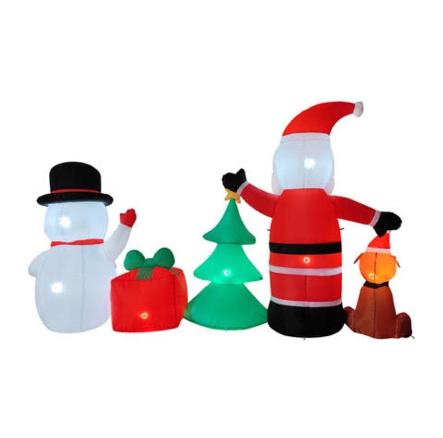 StarryLights Inflatable Christmas Decoration 150 x 250 cm - Santa Claus, Snowman, Christmas Tree, Gift and Dog