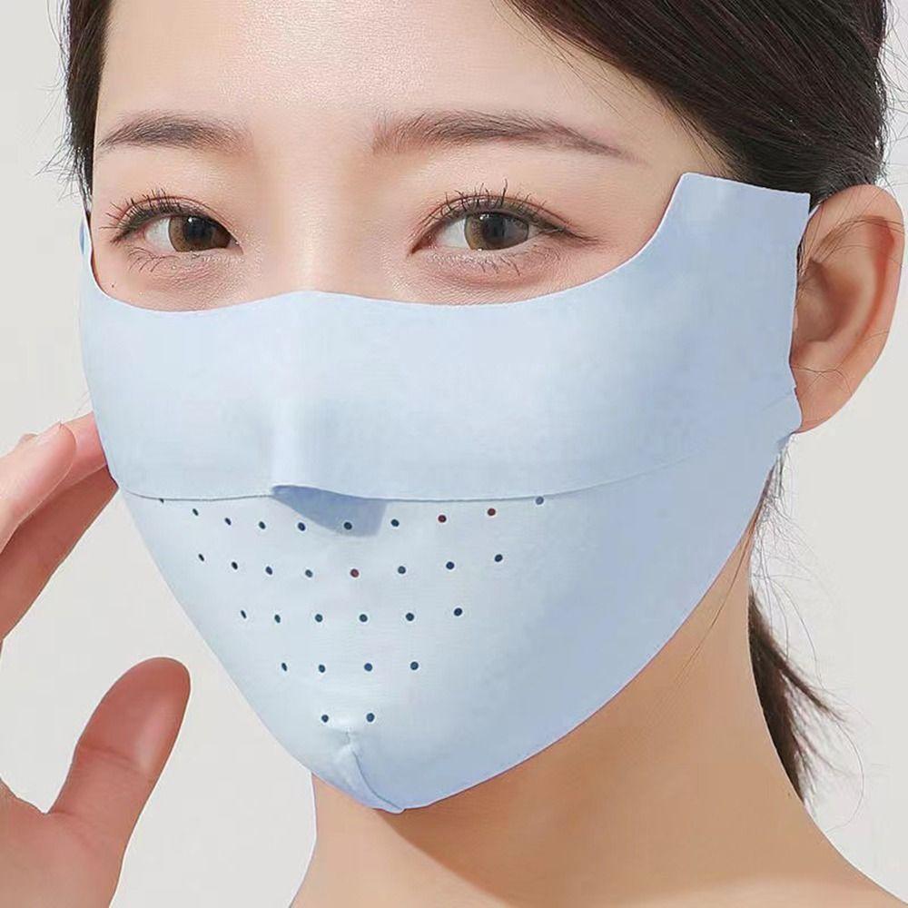 For Women For Girl Solid Color Hiking Outdoor Face Scarf Face Cover Ice Silk Mask Sunscreen Mask