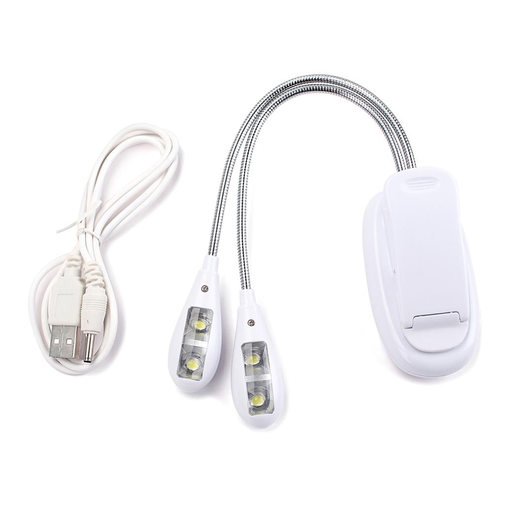 Rechargeable Dual Head Music Stand Light Flexible Clip On Reading Light Book Lamp for Eye Protection Perfect for Piano