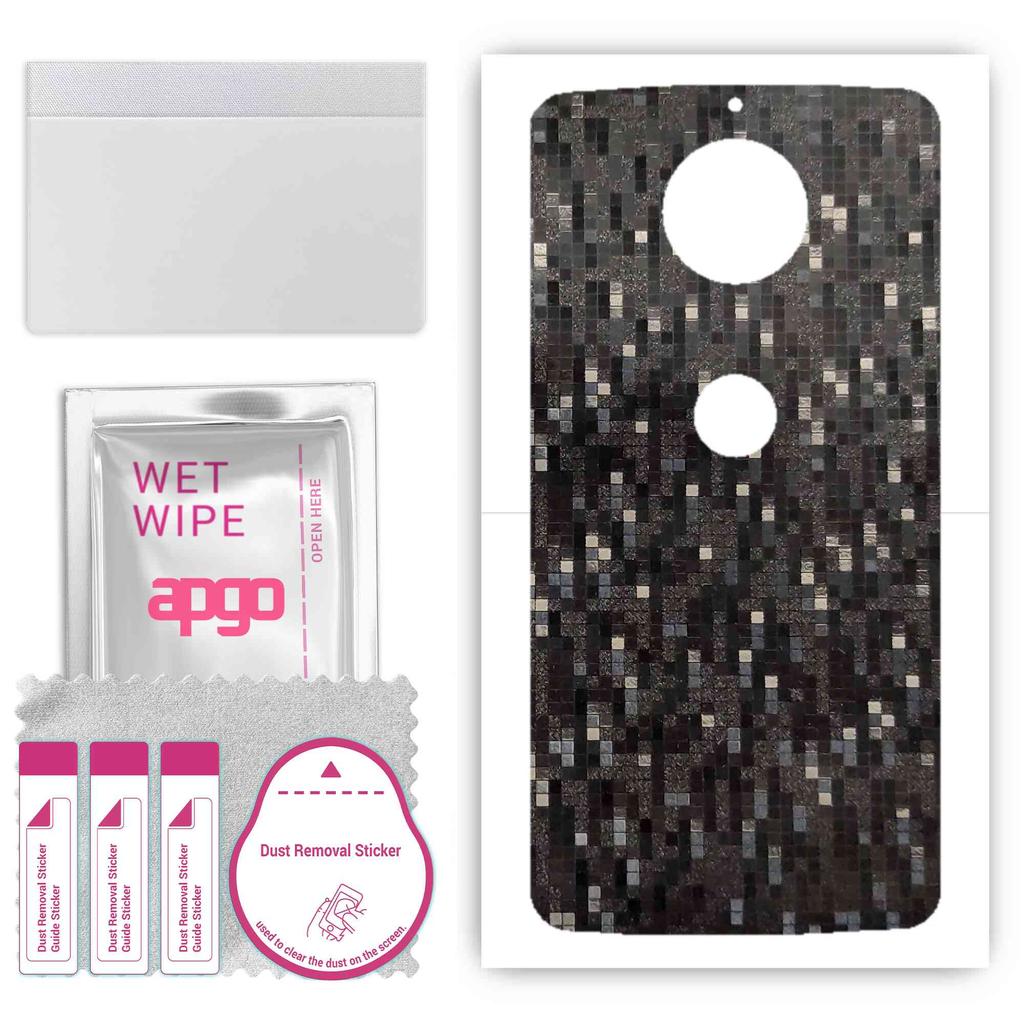 apgo Защитная наклейка на заднюю панель, совместимая с Motorola Moto G5S Plus, пленка для обертывания, фольга, винил - узор Carbon Black Pixel