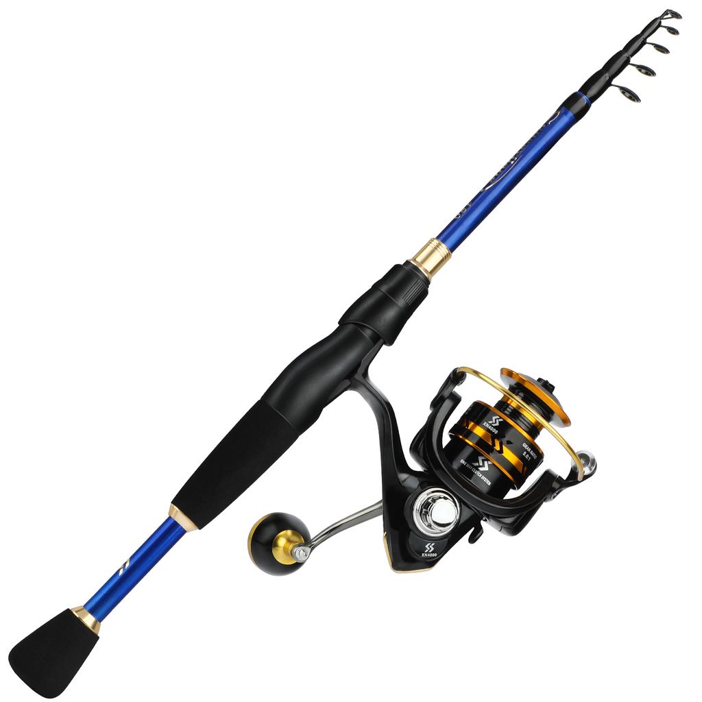 Telescopic Fishing Rod 5.0:1 Speed Metal Spool Fishing Reel Bass Freshwater Saltwater Outdoor Travel Fishing Tackle Rod Combo