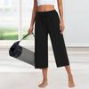 Женские свободные укороченные брюки, широкие брюки для йоги на шнурке, удобные брюки с карманами