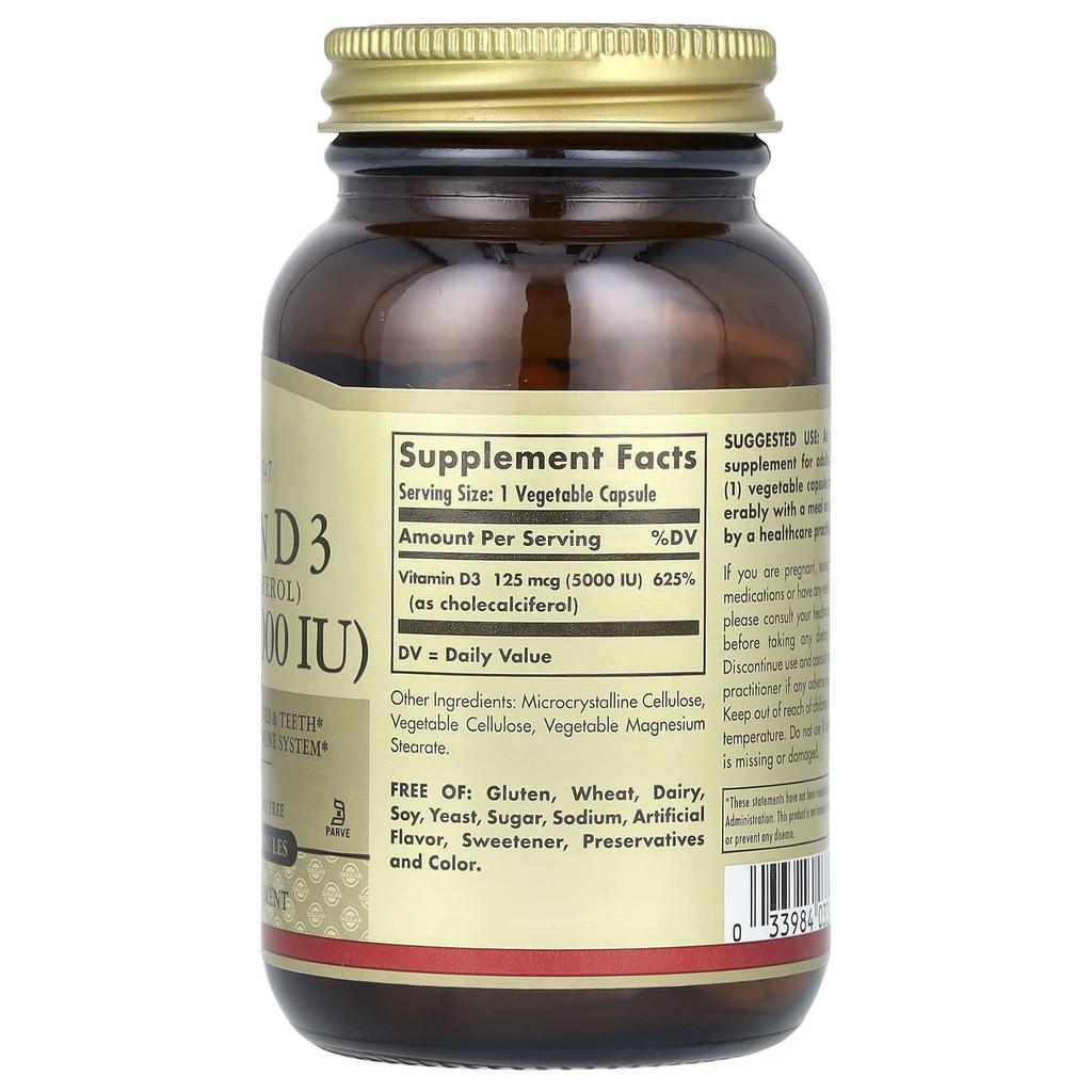 Vitamin D3 (Cholecalciferol), 125Mcg (5,000Iu), 120 Veggie Capsules