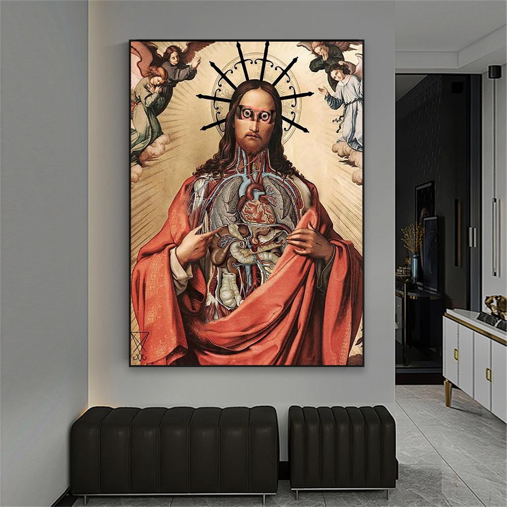 Fashion Altered Art Poster Funny Portrait Art Prints Oil Painting Baroque Prints Vintage Art Canvas Painting Room Decoration