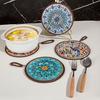 Decorative Heat Mat Vintage Ceramic Trivet, Resistant Pot Holder for Casserole Enamel Elegant Dining Placemat Cookware, Traditional Table Hot Dishes,