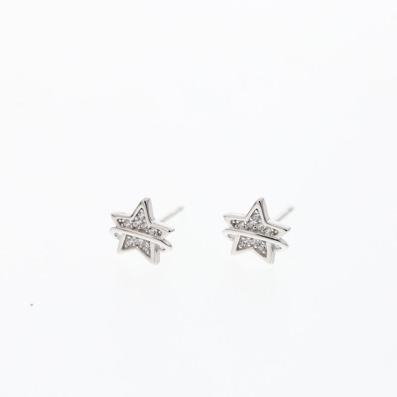 Diamond Five-pointed Star Earrings for Women Korean Version Small Cute Exquisite and Sweet Earrings Fashionable and Versatile Earrings