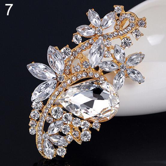 Waterdrop Flower Brooch Pin Rhinestone Crystal Brooches Bouquet Wedding Jewelry MIT