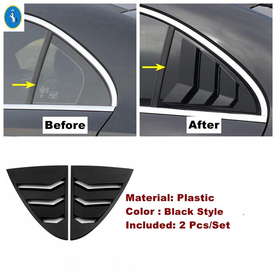 Black / Carbon Fiber Rear Window Louvers Spoiler Panel Cover Trim Accessories For Benz A Class W177 A200 A220 Sedan - 2024