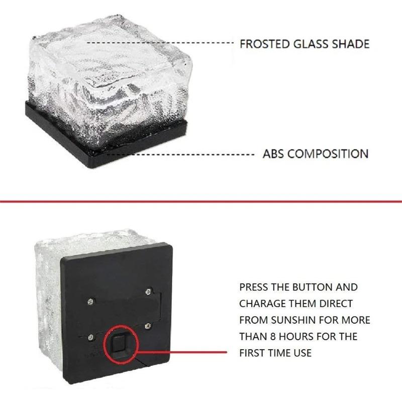 Светодиодный солнечный садовый светильник Кирпич Кубик льда Солнечные газонные светильники Наружный рождественский декоративный светильник для лестницы, дорожки, подъездной дороги, ландшафта, двора, патио