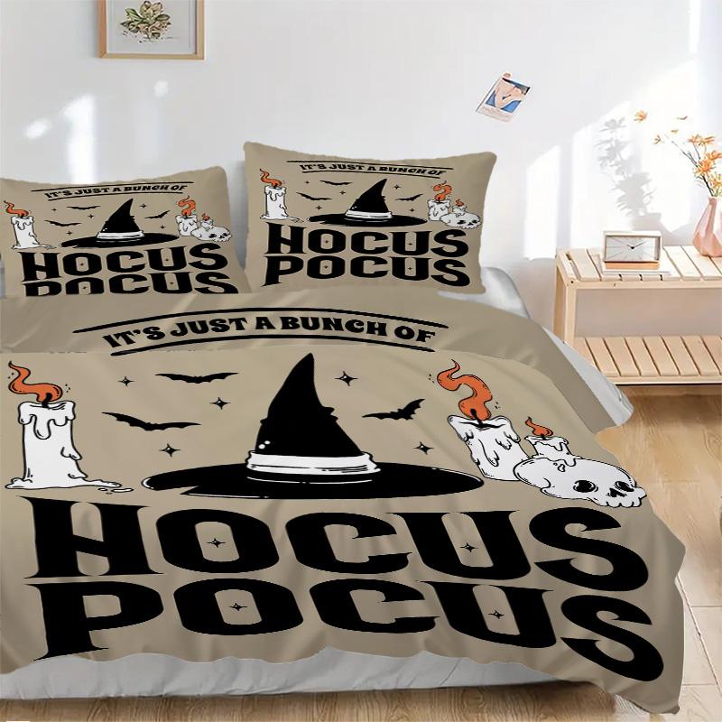 Hocus Pocus Halloween Magic Print 3Pcs Bedding Setduvet Cover With 2 Bedropillowcase Home Birthday Gift