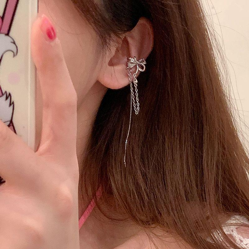 1 пара длинных сережек-клипс с кисточками для женщин и девочек, милые, крутые, из циркония, манжеты для хряща уха без пирсинга, ювелирные изделия в подарок