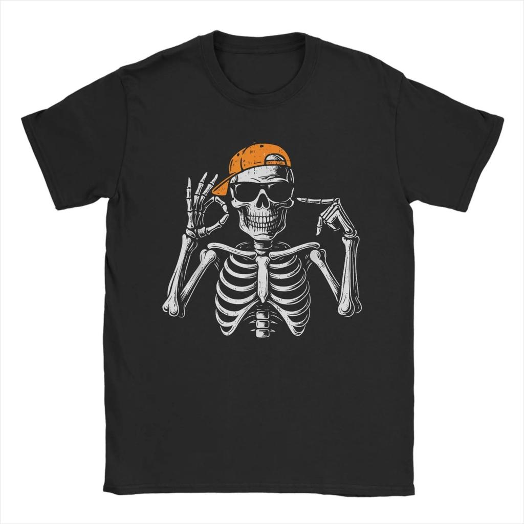 67 Meme Trendy Skeleton Halloween Funny Six Seven Gen Alpha T Shirts Cotton Leisure T-Shirts O Neck Tees Short Sleeve Tops
