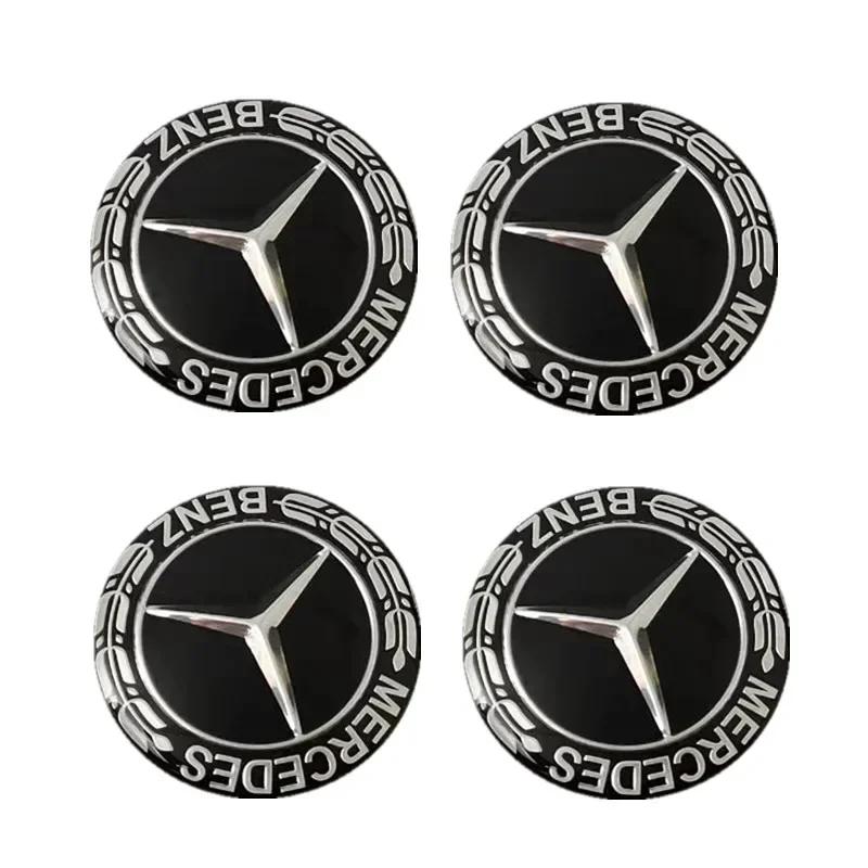 Car Sticker Hot 2026 New For Benz 4pcs 65MM Car Hub center cover logo sticker for MERCEDES BENZ AMG W203 W204 W205 W209 W213 W21