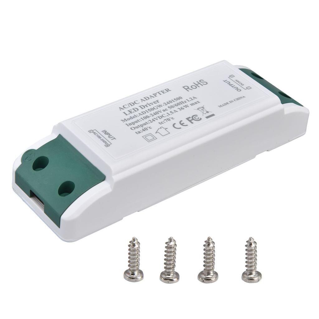 LED Driver 24V DC 1.5A 36W LED Power Supply Constant Current 24V Transformer AC100‑240V