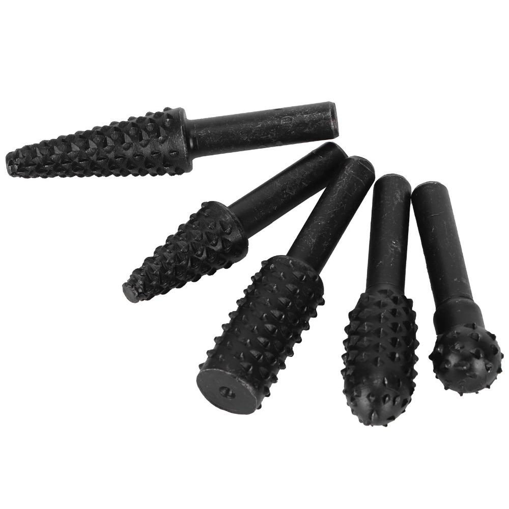 Black Wood Carving Burr Set Steel Die Grinder Burr Bits Durable Woodworking Drill Bits
