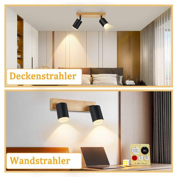 Spot de plafond - NETTLIFE - Modèle 2 GU10 - Noir métal - Rotatif 350° - LED intégré