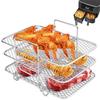 Air Fryer Rack 3 Layers Stackable Dehydrator Racks Stainless Steel Grill Tray Air Fryer Accessories for Baking Roasting