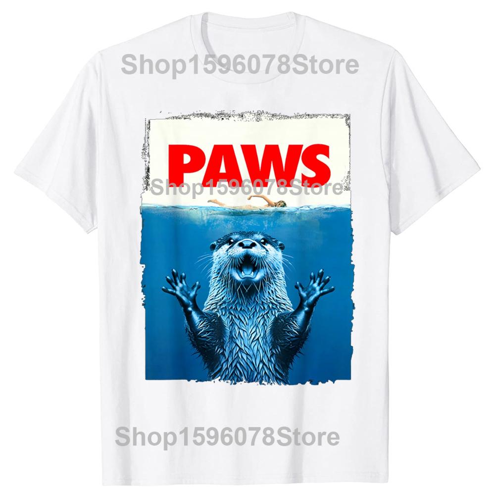 Paws Funny Otter Lover TShirt Summer Men Women Clothing Fashion T Shirts Cotton Short Sleeve Oversized Loose Tshirt Tops