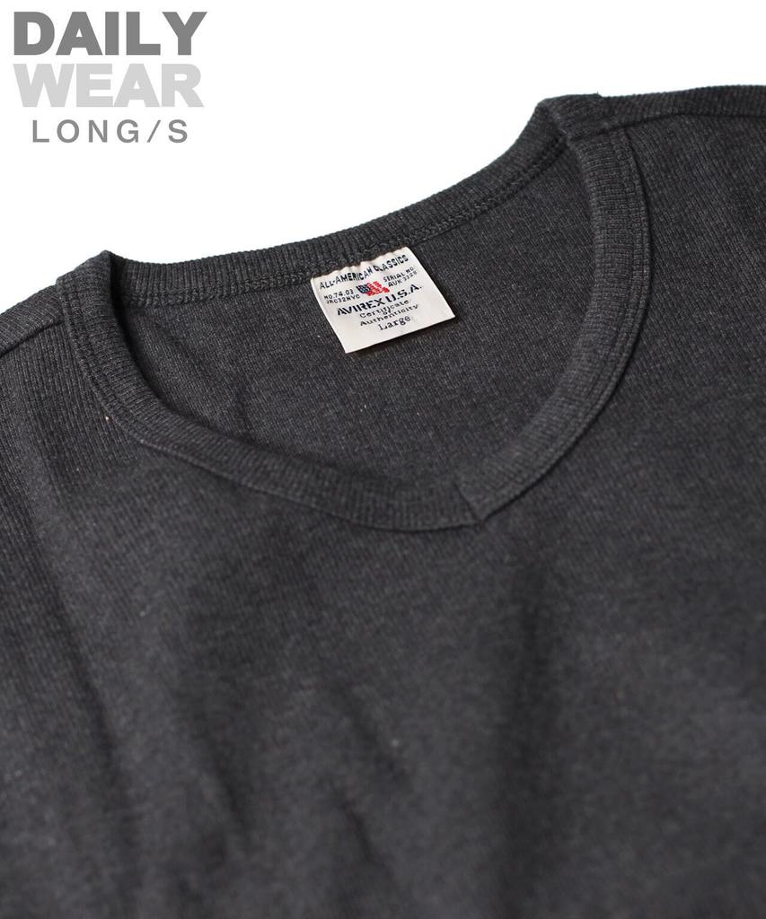 AVIREX DAILY RIB V-NECK TEE 6153480 men's L charcoal