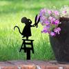 1pc Metal Garden Stake Silhouette, Mouse With Scissors Design,Decorative Art Lawn Yard Sign, Creative Sculpture Ornament