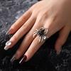 BLINGBAY Women's Vintage Gothic Spider Ring Black Gemstone Statement Adjustable Finger Jewelry for Halloween Party
