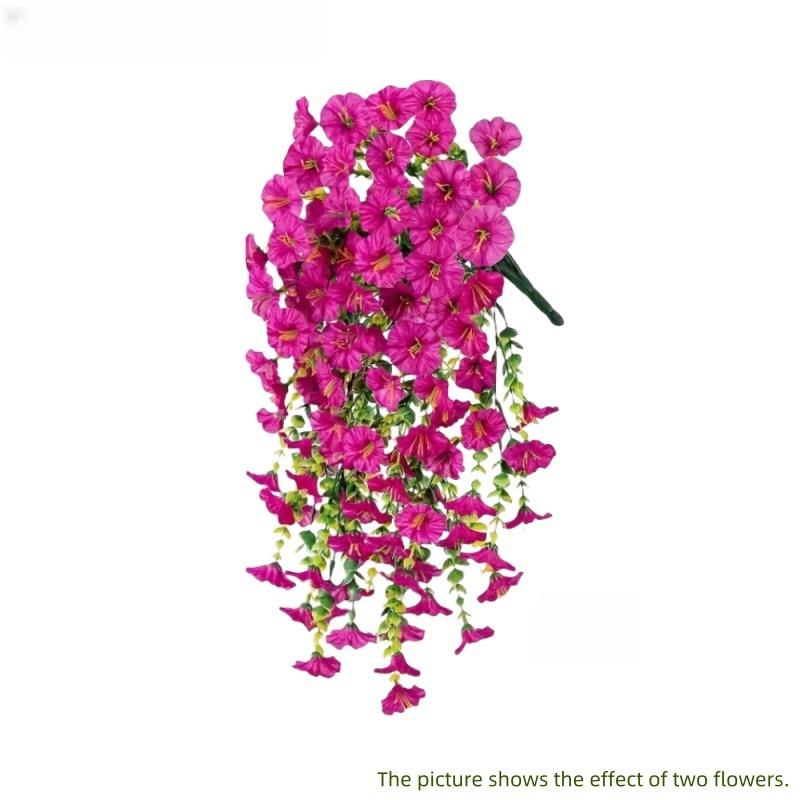 2 шт. Искусственные подвесные цветы петунии и эвкалипта - Яркие бутоны, Декор для улицы/дома для свадеб, крыльца, патио, сада