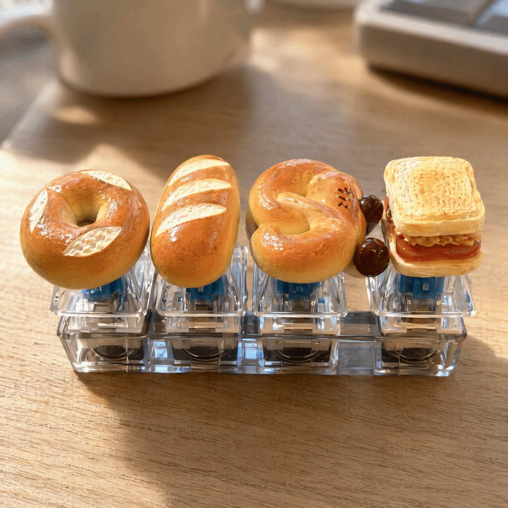 Bread Keycap Stress Relief Clicker Finger Button Fidget Keychain Bag Charms
