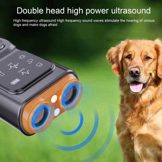 Ультразвуковое устройство против лая собак с экраном и светодиодным фонариком, перезаряжаемое, останавливающее плохое поведение собак, устройство для отпугивания лая собак