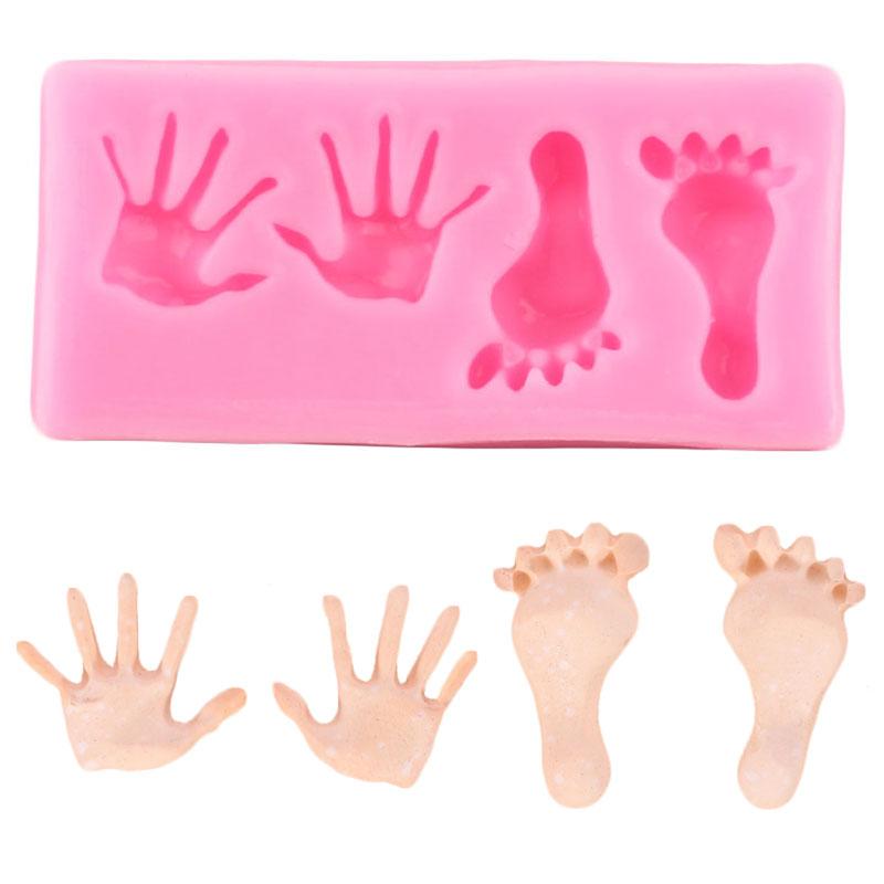 Детские силиконовые формы, детские формы для помадки для ног, инструменты для украшения торта, детские ручные формы для кексов, шоколадные конфеты, смоляные глиняные формы