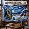 Christmas Winter Theme Throw Blanket Custom Name Text Personalized Blanket Soft Cozy Blanket for Home Sofa Bed