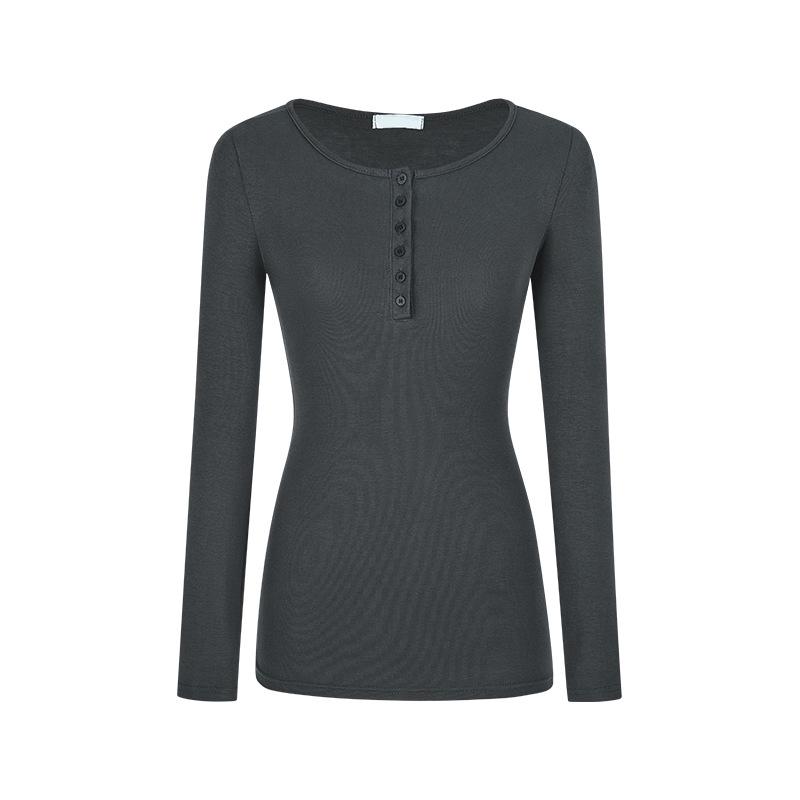 2024 Autumn Slim Fit Long-Sleeve Button T-Shirt for Women