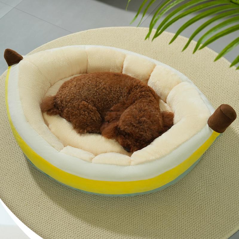 Открытая лежанка для домашних животных в форме банана, прочная и портативная, подходит для собак и кошек, подходит для всех сезонов, толстый домик для домашних животных зимой
