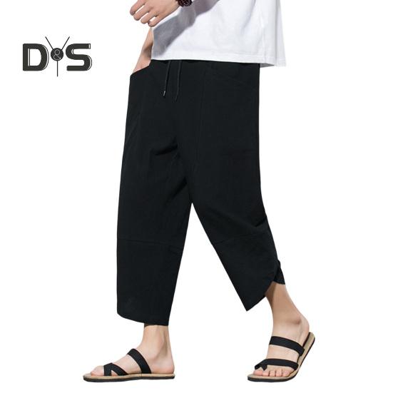 Дышащие мужские летние брюки, однотонные шикарные повседневные мужские летние брюки