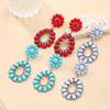 European & American Bohemian Floral Teardrop Turquoise Imitation Earrings for Women