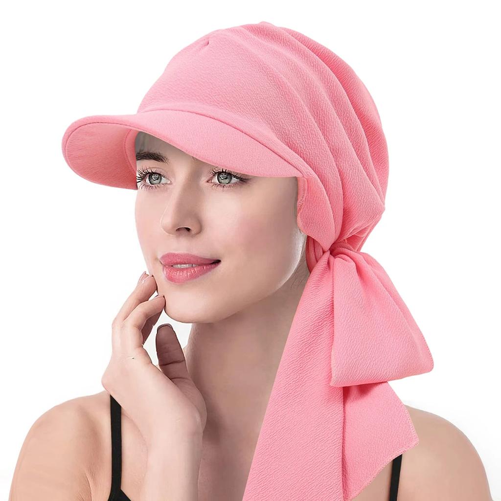 Solid Color Fashion Muslim Hijab Turban Hat for Women Visor Baseball Cap Sun Hats Headscarf Scarf Brim Femme Scarves Bandanas