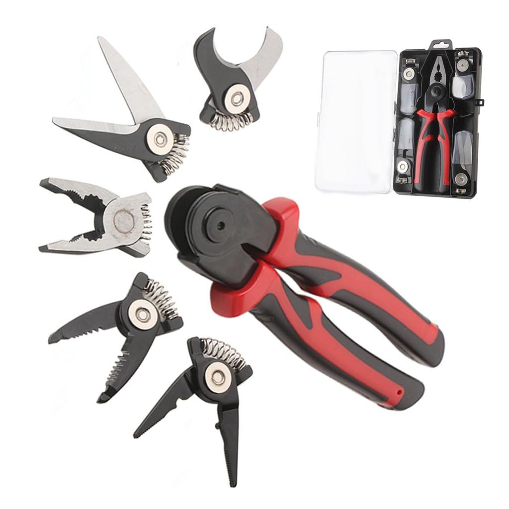 5 In 1 Wire Stripper Tools Set Combination Interchangeable Pliers Kit Wire Stripper Wire Crimper Linesman Pliers Cable Cutter